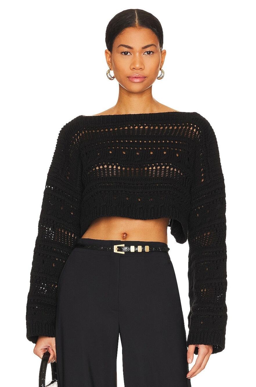 Tularosa Francis Open Stitch Cropped Pulllover - S - Black